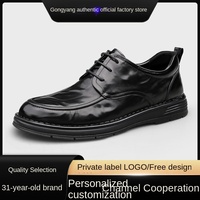 Chaussures Derby Gongyang pour Hommes en Cuir Véritable Haut de Gamme, à Lacets, Légères, Style Britannique, Formelles et Décontractées, Livraison Directe