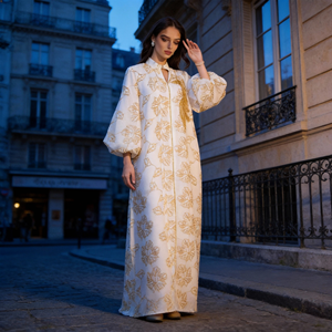 Robe Abaya en Polyester Brodée de Luxe Personnalisée Élégante pour Femmes Musulmanes Fournisseur en Gros Premium OEM ODM - Product Image 4