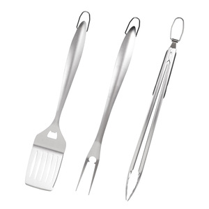 Stainless Steel <b>Bbq</b> Tools Set Spatula Fork Tongs For Outdoor Grill Cooking Durable Easily Cleaned - Product Image 1
