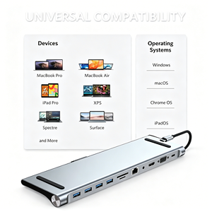 Hub Multi-interfaz USB3.0 <span class=keywords><strong>de</strong></span> Aleación <span class=keywords><strong>de</strong></span> Aluminio, Extensor <span class=keywords><strong>de</strong></span> Puerto <span class=keywords><strong>de</strong></span> Red, <span class=keywords><strong>Estación</strong></span> <span class=keywords><strong>de</strong></span> Acoplamiento <span class=keywords><strong>de</strong></span> <span class=keywords><strong>Audio</strong></span>, PD100W para Computadora Portátil y <span class=keywords><strong>de</strong></span> Escritorio - Product Image 4