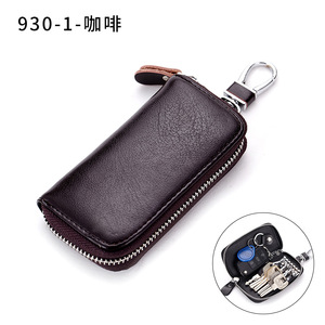 Llavero con tarjetero de cuero genuino 2024 para hombres y mujeres, llavero funcional de tamaño Mini, carteras, fundas para llaves de coche de cuero real - Product Image 6