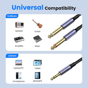 Cable de Instrumento para Guitarra TRS de 6.35 mm (1/4 de Pulgada) con Conector de Metal Chapado en Oro de 24K de Alta Calidad Personalizado de Fábrica - Product Image 2