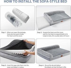 Großer Hund Rechteck Memory Foam Ortho pä disches Hunde bett Abnehmbare wasch bare Abdeckung Haustier Schlafs ofa Wasserdichtes Futter Anti-Rutsch-Boden Alle - Product Image 6