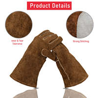 Gants de soudage YEESTECH 14 pouces en cuir de vachette et coton, résistants à la chaleur/au feu, pour forge/MIG/électrode, four/grill/foyer, avec doublure douce