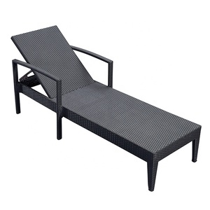 Chaise longue d'extérieur ajustable en rotin et osier noir pour hôtel, jardin, patio, <span class=keywords><strong>piscine</strong></span>, chaises longues en aluminium pour <span class=keywords><strong>banc</strong></span>, jardin, ensemble de mobilier d'extérieur - Product Image 2