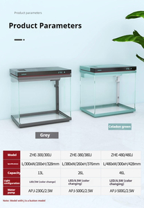 SUNSUN ZHE 30CM 38CM 48CM 울트라 클리어 유리 데스크탑 스마트 수족관 수조 물 펌프 상단 필터 온도 표시