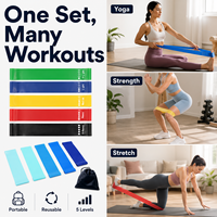 JInkeSilicone Lot de bandes de résistance en silicone à boucles, 5 niveaux, pour entraînement des fessiers, des hanches et des jambes, fitness, exercice, gym à domicile, yoga, étirement élastique