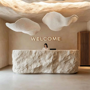 Source Factory Curved Art Fiberglass Reception Desk Luxury Front Desk for Mall Club Lobby Area - Product Image 5