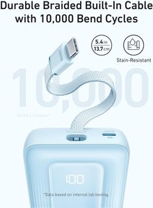 <span class=keywords><strong>Cargador</strong></span> Portátil <span class=keywords><strong>Anker</strong></span> de 10,000mAh y 30W con Batería de Litio-Polímero y Cable USB-C de Entrada/Salida para iPhone 17/16 y Más (Negro) - Product Image 3