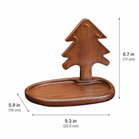 Porte-bijoux en bois en forme de sapin de Noël, plateau organisateur de bureau avec 3 crochets en laiton pour colliers, boucles d'oreilles, bagues, clés