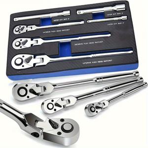 Juego de 6 Llaves para Cabeza de Remolque Disponible en Tamaños de 1/4\", 3/8\" y 1/2\", 72 Dientes, Mango Ajustable y Curvado, Herramienta de Reparación - Product Image 1