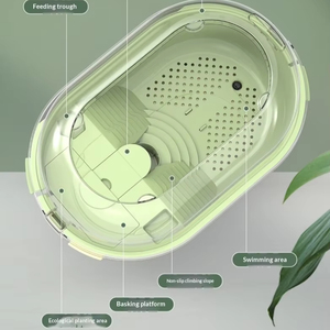 Réservoir panoramique 360° en ABS pour tortues, avec conception écologique, séparation des excréments et débit en cascade pour tortues aquatiques et semi-aquatiques - Product Image 2