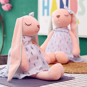Peluche Lapin Rose à Longues Oreilles, Jouet en Peluche Doux et Ultra-Doux, Rembourré en Coton PP, Coussin de Sommeil Réconfortant avec Nœud Floral - Product Image 5
