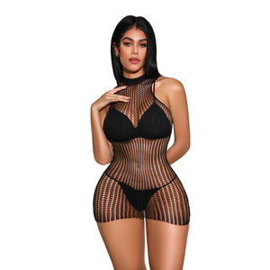 Lingerie <span class=keywords><strong>grande</strong></span> <span class=keywords><strong>taille</strong></span> en vrac filles bas de corps sans manches en nylon évider résille body pour les femmes vente en gros - Product Image 3
