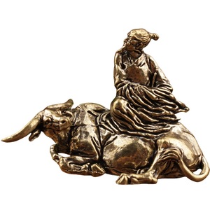 Ornement en laiton de Lao Tzu chevauchant un taureau, décoration pour la maison, le bureau ou le bureau d'étude, artisanat artistique culturel, petite décoration - Product Image 5