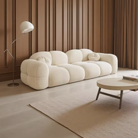 Meilleures ventes : Ensemble de canapés et poufs de salon au design moderne, style crème, en velours côtelé uni, mobilier modulaire inclinable et relaxant
