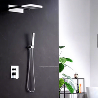 Ensemble de robinet de douche galvanoplastie dissimulé de haute qualité système de mélangeur de pluie cascade Villa hôtel salle de bain cachée