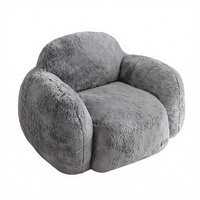 MAXYOYO Fauteuil pouf en forme de galet, une place, avec dossier et accoudoirs confortables et soutenants, revêtement en fausse fourrure, design moderne pour salon