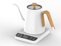 Bouilloire Électrique Intelligente en Acier Inoxydable à Col de Cygne, Contrôle par Ordinateur, Conception Sans Fil, Affichage Numérique, 1L, Automatique, pour Hôtels et Camping-cars, Vente en Gros