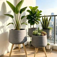 Lot de 2 pots de fleurs de luxe en fibre, jardinières modernes pour l'extérieur, pots de jardin pour la décoration de villas, patios et aménagements paysagers
