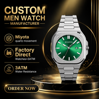 Montre-bracelet à quartz pour homme de luxe de haute qualité, étanche 5 ATM, bracelet en acier inoxydable, logo personnalisé, cadran analogique 42 mm, verre Hardlex