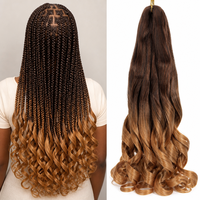 Extensions de cheveux synthétiques pré-étirées de 24 pouces, boucles françaises, spirales, double trame, ondulées lâches et rebondissantes pour tressage au crochet