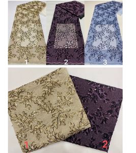 Tissu à paillettes tissé avec dentelle nigériane tricotée à motif brodé pour vêtements pour la mode africaine - Product Image 4