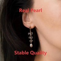 Pendientes de Perlas de Agua Dulce con Cuentas Doradas, Elegantes Pendientes Colgantes de Acero Inoxidable, Joyería de Moda para Mujer, Regalo