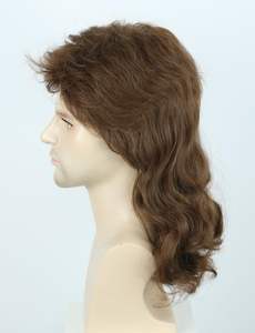 Peluca de los 80 para <span class=keywords><strong>Hombre</strong></span>, Estilo <span class=keywords><strong>Mullet</strong></span>, Larga y Rizada, Rubia/Marrón/Negra, Disfraz de Halloween, 100% Fibra de Alta Temperatura, Sin Pegamento, Transparente - Product Image 4