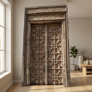 Jangid Art Crafts - Marco Superior de Puerta de Madera Tradicional Tallado a Mano de 84 Pulgadas con Diseño Arquitectónico Indio |   Ecológico y Duradero - Product Image 4