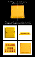 Borne de signalisation routière réfléchissante en plastique haute luminosité, design œil de chat, capacité de charge supérieure à 200 kN, durée de vie supérieure à 5 ans, économique.
