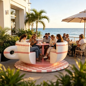 Modern <b>Plastic</b> Waiting Chair Creative Reservoir Seat Custom Cafe Seating for Bakery Restaurant Showroom - Product Image 2