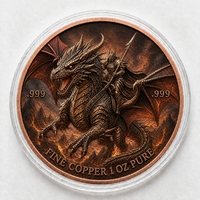 Pièce commémorative en cuivre pur 999 de 1 oz, dinosaure Stégosaure, haute relief, peinte aux UV, pour collection