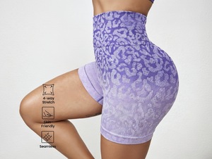 Shorts de yoga et de fitness pour filles, style européen-américain, <span class=keywords><strong>dégradé</strong></span>, taille haute, moulant, anti-transpiration, effet fessier galbé et lifting des hanches - Product Image 2