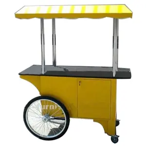 Großhandel mobile lebensmittel warenkorb für popcorn kiosk idee/Tragbare gelb eis dreirad in mall mit joghurt display zähler für verkauf