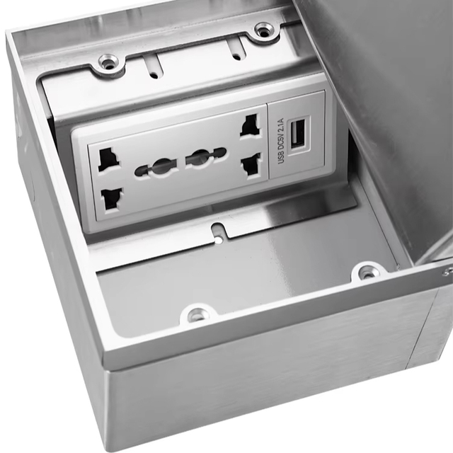 Stainless Steel Gold/Black/Silver Multimedia Floor Socket 13A Universal Six-hole Power Socket USB Charging Floor Socket Box