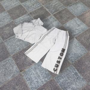 Conjunto Deportivo Personalizado de Otoño para Hombre, Sudadera con Capucha Corta y Cremallera, Pantalones Deportivos Holgados de Algodón Grueso con Rayas Laterales - Product Image 1