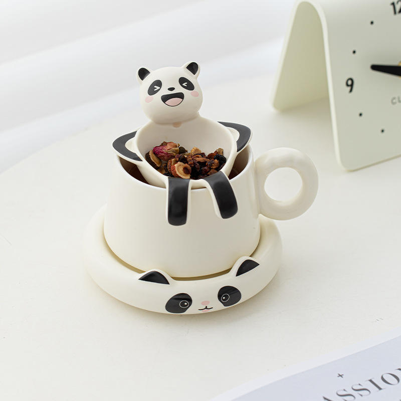 BAMBUS Eco-Friendly Panda Bath Porcelain Coffee Tea Cup Creative Cute Mug Gift Support Custom Engraving Logo 300mL Modern