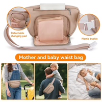 Sac banane tendance et spacieux en PU imperméable avec logo, idéal pour maman et bébé, compagnon portable avec fermeture éclair
