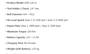 Kit de <span class=keywords><strong>visseuse</strong></span> à chocs <span class=keywords><strong>sans</strong></span> <span class=keywords><strong>fil</strong></span> Bosh GDR 120-LI 12V, 100 Nm - Product Image 4