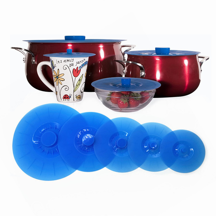 2021 New Home Kitchen 5 pack Silicone Suction Lids and Food Covers Fits various sizes of cups, bowls, pans