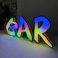 Наружная рекламная вывеска из нержавеющей стали с RGB LED подсветкой, 3D объемные светящиеся буквы с боковыми отверстиями, логотип, IP65 водонепроницаемая