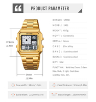 Jam Tangan Pria Digital SKMEI 2451 Metal Laris Manis dengan Stopwatch, Alarm, Chime, Tahan Air 30M, Waktu Dunia, DST