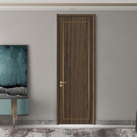 OEM ODM Panneau de porte en mélamine de haute qualité pour la décoration intérieure, porte en bois avec incrustations de bandes métalliques