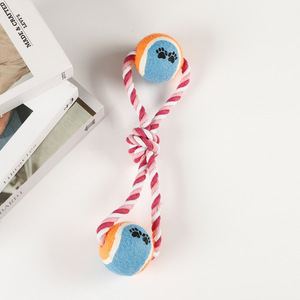 <strong>Cotton</strong> <strong>Rope</strong> Chew Dumbbell Teeth Cleaning Bite Resistant Dual <strong>Tennis</strong> <strong>Balls</strong> Pet <strong>Dog</strong> <strong>Toy</strong> in <strong>Rope</strong> - Product Image 4