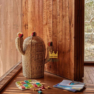 Panier multifonction en jacinthe d'eau pour enfants, motif cactus, adorable, pour chambre d'enfant, rangement de jouets, écologique, pour salle de bain et chambre à coucher, vente en gros - Product Image 4