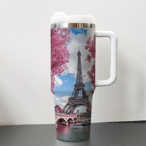 Gobelets isothermes de voyage et de bureau en acier inoxydable de 40 oz, motif Tour Eiffel, 10 couleurs, avec poignée Tour Eiffel <span class=keywords><strong>Paris</strong></span> - Product Image 6
