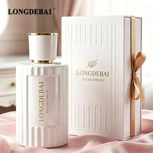 Flacon de <span class=keywords><strong>parfum</strong></span> de luxe en verre blanc texturé côtelé 100 ml avec pulvérisateur fin doré, flacon de <span class=keywords><strong>parfum</strong></span> vide avec emballage boîte - Product Image 1