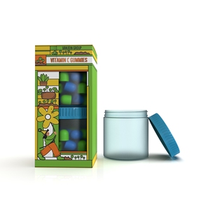 Boîte en carton personnalisée vitrine pot en plastique de qualité alimentaire sans Bpa 150ml supplément bonbons gommeux pot de stockage avec bouchon CR - Product Image 6