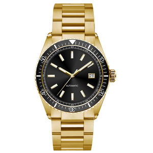 Montre mécanique personnalisée pour homme avec verre saphir, luminescente, lunette en or jaune, double mouvement automatique, plusieurs couleurs disponibles - Product Image 3